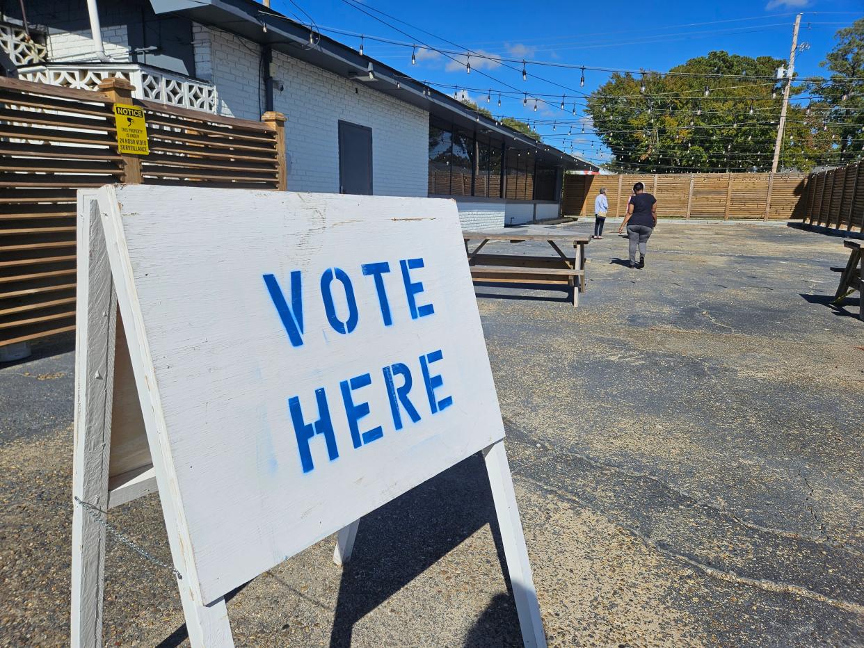 Turnout was steady Tuesday, Nov. 6, 2023, at the Hardy Street Baptist precinct in Hattiesburg, Miss., poll manager Megan Williamson said. By 10:30 a.m. about 250 of the precinct's 1,500 registered voters had cast their ballots.