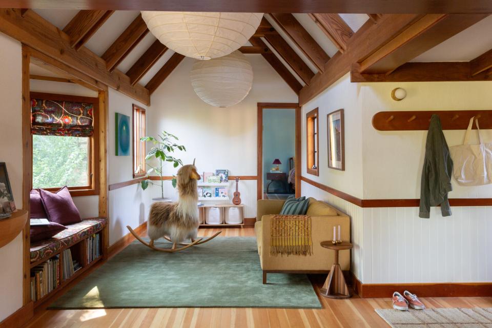 large llama rocking chair in living room