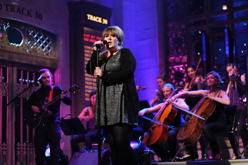 SATURDAY NIGHT LIVE -- "Josh Brolin" Episode 1536 -- airdate 10/18/2008 -- Pictured: Adele during the musical performance on October 18, 2008  (Photo by Dana Edelson/NBCU Photo Bank/NBCUniversal via Getty Images via Getty Images)