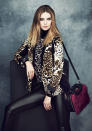 M&S AW13 womenswear clothing collection: Leopard print jackets were teamed with leather trousers.