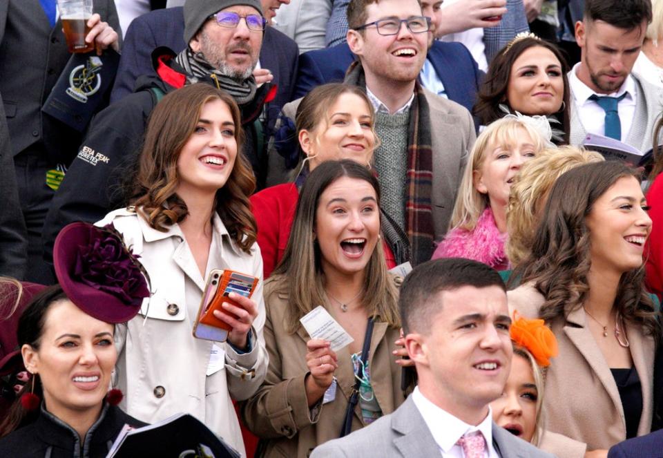 Racegoers watch the EFT Construction Handicap Hurdle (Peter Byrne/PA) (PA Wire)