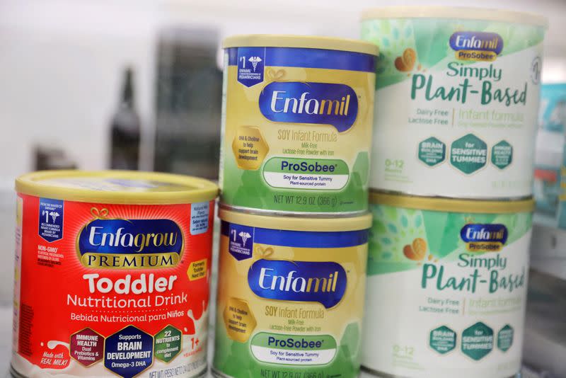 FILE PHOTO: A selection of Enfa products, a brand of Reckitt Benckiser Group PLC, are seen on display in a store in Manhattan, New York City