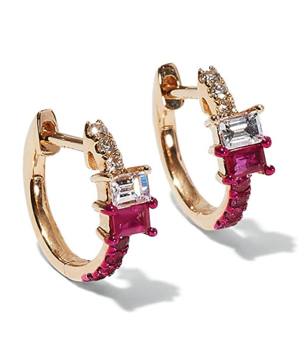 <p><strong>Nicole Rose</strong></p><p>harpersbazaar.com</p><p><strong>$750.00</strong></p><p><a href="https://shop.harpersbazaar.com/designers/nicole-rose/ruby-and-diamond-petite-hoop-earrings-93547.html" rel="nofollow noopener" target="_blank" data-ylk="slk:Shop Now;elm:context_link;itc:0;sec:content-canvas" class="link ">Shop Now</a></p>