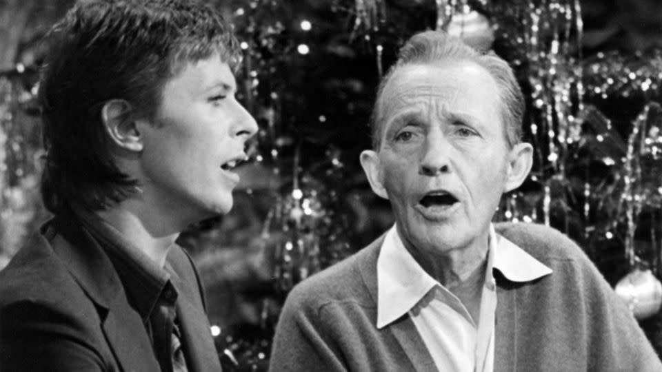 David Bowie and Bing Crosby sang a famously awkward version of "The Little Drummer Boy" on "Bing Crosby's Merrie Olde Christmas" television special in 1977. - MPTV/Reuters