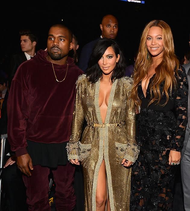 Kanye, Kim and Beyonce. Source: Getty