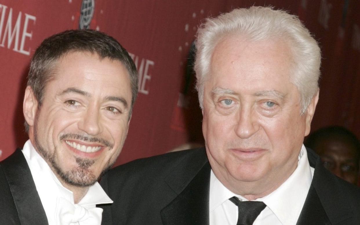 Robert Downey Sr, right, in 2008 with his son, the star of Chaplin and the Iron Man movies, Robert Downey Jr - Gregory Pace/BEI/Shutterstock