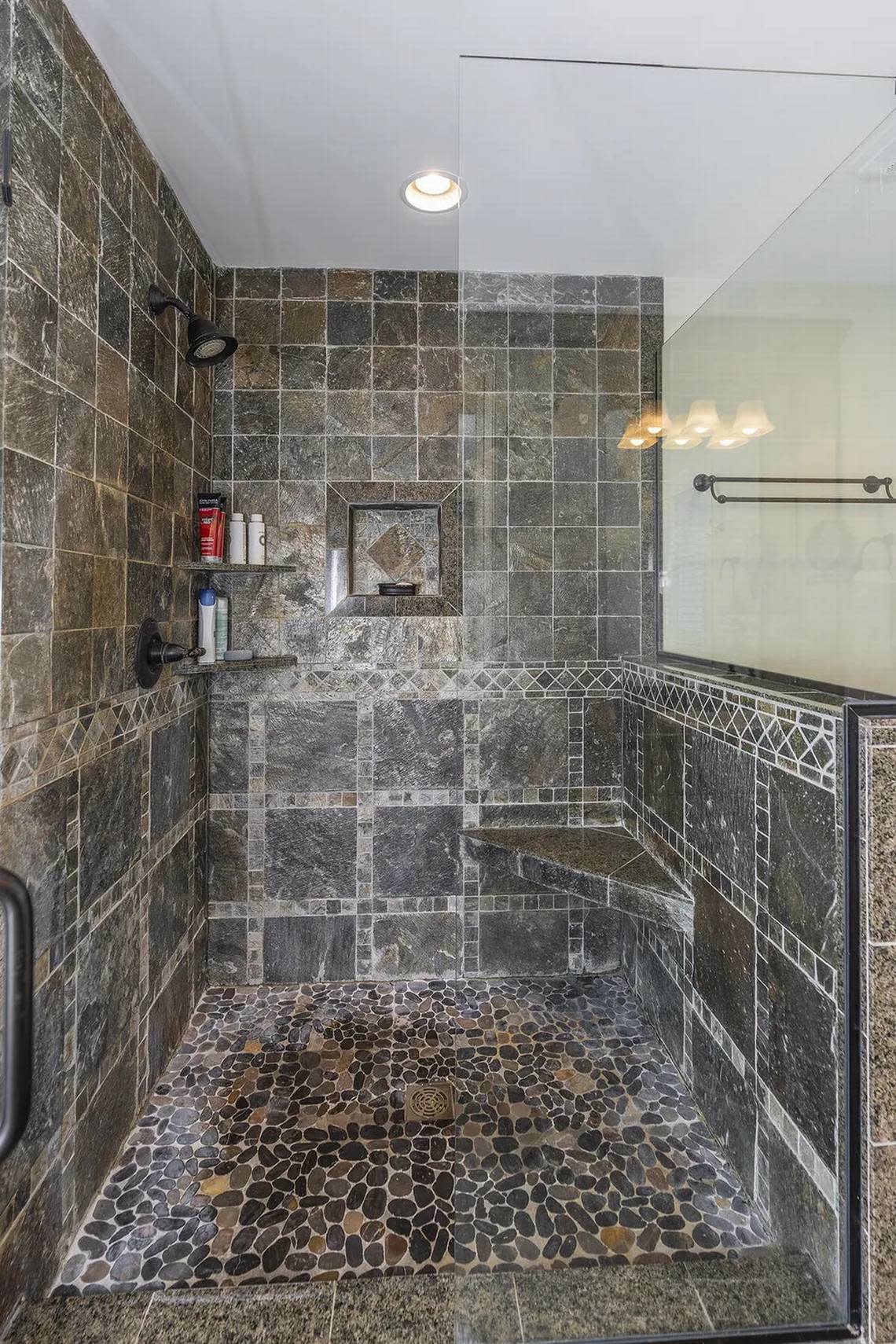 The shower in the primary bedroom’s bathroom at 403 Queensway Drive. Matt Huber/Team Pannell Real Estate