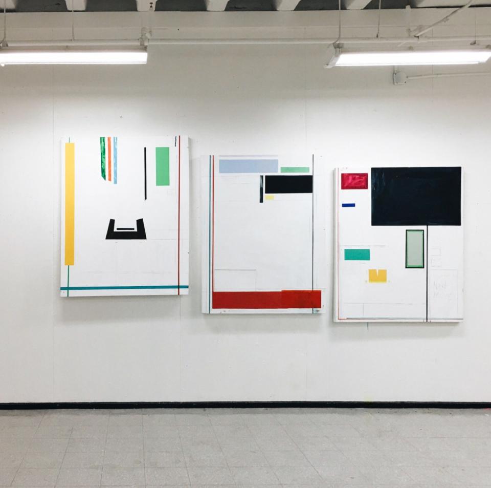 Play Tetris on your living room wall with these three unique paintings by Nic Etue.