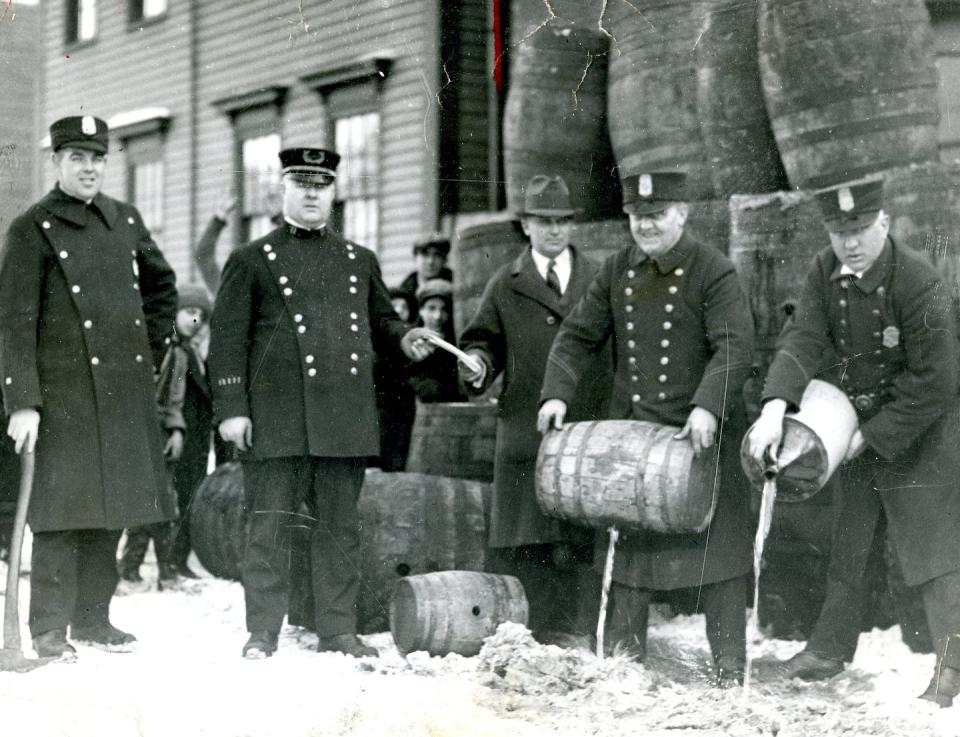 Prohibition police units often overstepped the mark. <a href="https://www.gettyimages.com/detail/news-photo/cambridge-officer-patrick-f-ready-has-his-ax-in-hand-as-the-news-photo/160467129?phrase=prohibition%20police%20US&adppopup=true" rel="nofollow noopener" target="_blank" data-ylk="slk:Hugh E. O'Donnell/The Boston Globe via Getty Images;elm:context_link;itc:0;sec:content-canvas" class="link ">Hugh E. O'Donnell/The Boston Globe via Getty Images</a>