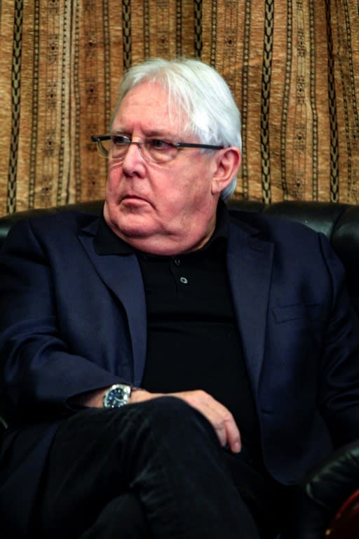 Martin Griffiths, the UN special envoy for Yemen, arrives at Sanaa international airport on November 21, 2018