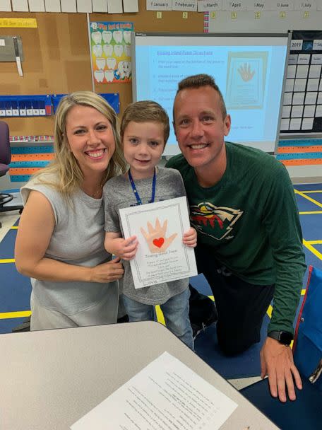 PHOTO: Landen Hoffmann on his first day of Kindergarten 5 days after coming home from the hospital in August 2019. (Courtesy the Hoffmann family)