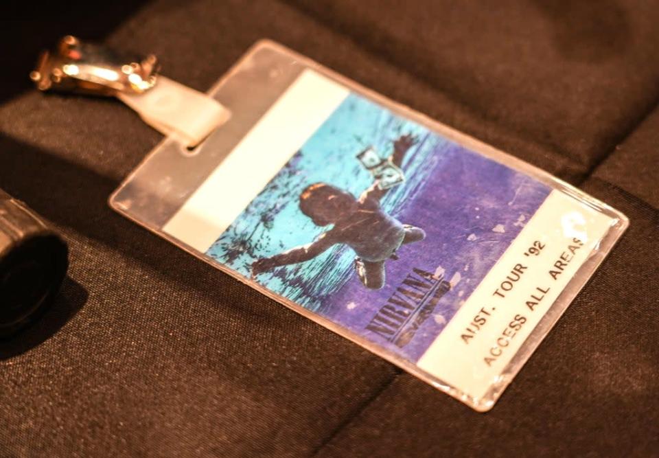 Cobain’s personally owned all-access pass from the 1993 Nirvana In Utero concert tour featured in the collection up for sale (Ian West/PA) (PA Wire)