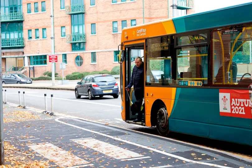 A bus lane in Cardiff