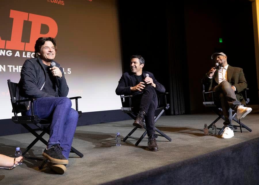 Jason Bateman, Chris Messina and Marlon Wayans talk up “Air” in West Hollywood. (Courtesy Amazon Studios)