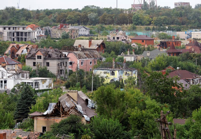 A view shows buildings damaged in the course of Ukraine-Russia conflict in Mariupol