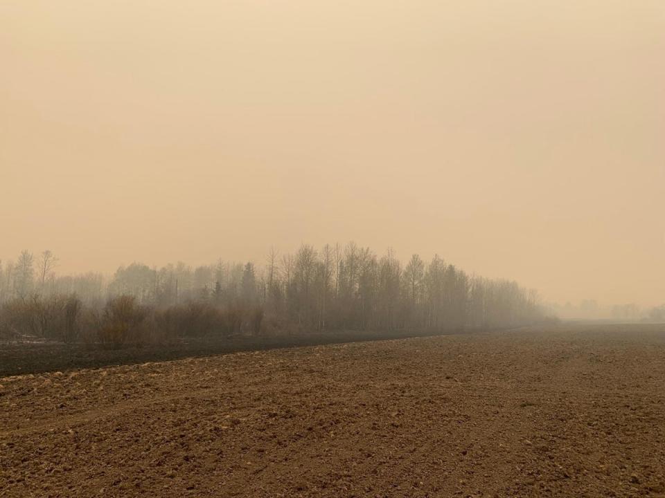 Smoke fills the air in Albert, Canada as the Parker Lake wildfire rages in British Columbia (Alberta Wildfire Service/AFP via)