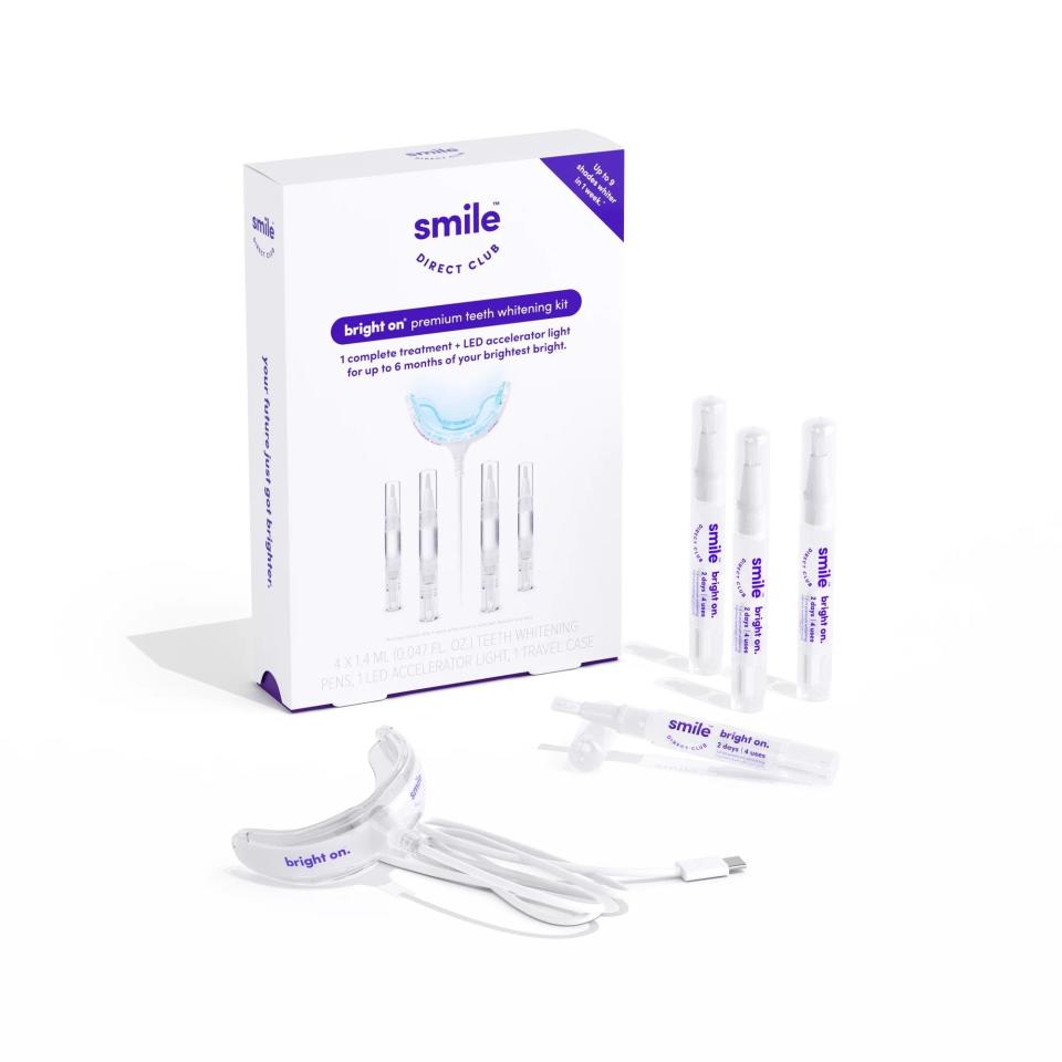 <p><a href="https://go.redirectingat.com?id=74968X1596630&url=https%3A%2F%2Fwww.walmart.com%2Fip%2FSmileDirectClub-Pro-Strength-Teeth-Whitening-Kit-4-Pack-Gel-Pens-with-LED-Accelerator-Light%2F655740728&sref=https%3A%2F%2Fwww.harpersbazaar.com%2Fbeauty%2Fhealth%2Fg32176566%2Fbest-teeth-whitening-kits%2F" rel="nofollow noopener" target="_blank" data-ylk="slk:Shop Now;elm:context_link;itc:0;sec:content-canvas" class="link ">Shop Now</a></p><p>Teeth Whitening Kit (Pack of 4)</p><p>walmart.com</p><p>$39.98</p><span class="copyright">Smile Direct Club</span>