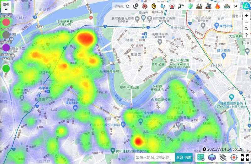 新北市透過全災型智慧指揮監控平台（EDP）找出熱區並立即撲滅疫情。（新北市政府提供）