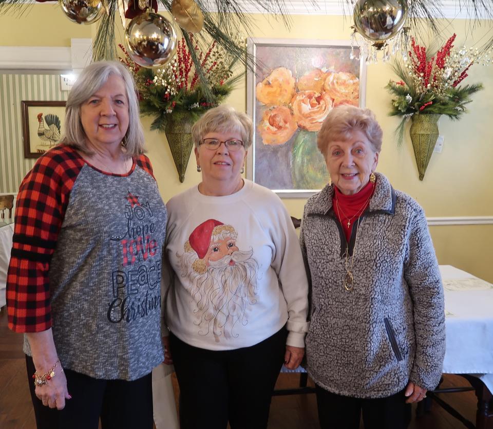 Patsy Burroughs, Pam Woods, and Michelle Petitt attended the annual New Jacksonians Christmas Lunch Bunch at the Just Divine Tea Room located in Charlene's Colony of Shoppes in Halls, Tennessee on December 1, 2022.  An opportunity for Christmas shopping was also available in the Colony of Shoppes which offer a variety of decorative accessories, fabrics, artwork, antique furniture, and much, much more. The event is held during the 1st week of December each year.