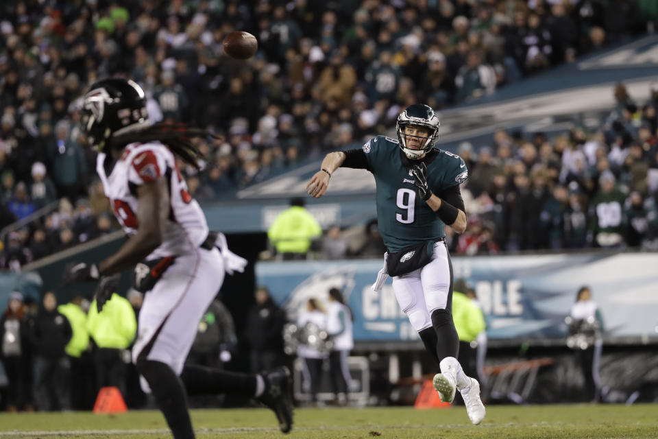 Philadelphia Eagles quarterback Nick Foles helped lead his team to a win over the Falcons. (AP)