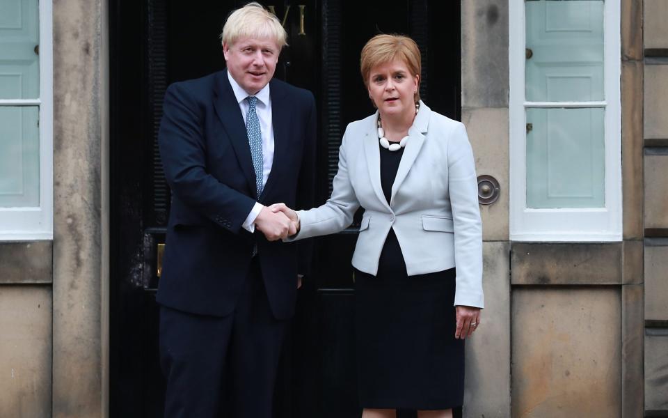 Boris Johnson met Nicola Sturgeon at Bute House, Edinburgh, in 2019 - Stewart Attwood/EPA-EFE/REX