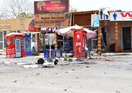 A bazar that was affected by a foiled suicide attack is seen at the scene of the attack in Luxor, Egypt, June 10, 2015. REUTERS/Stringer