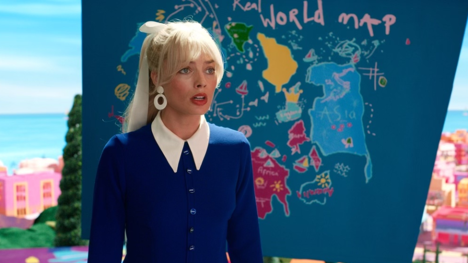 A still image from 'Barbie' that includes a fictional map, which has caused controversy in Southeast Asia.<span class="copyright">Warner Bros. Pictures</span>