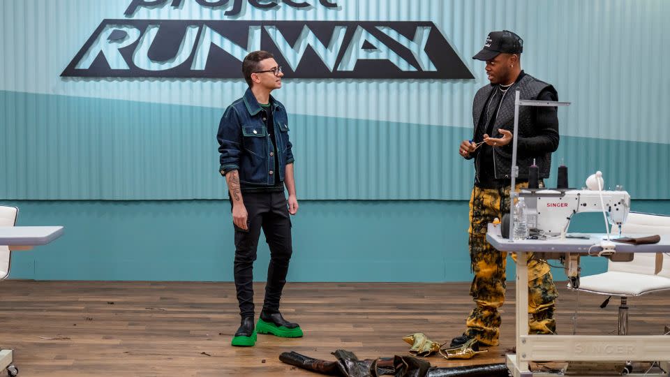 "Christian Siriano has been so much help," Cromartie said of the designer — a former "Project Runway" winner himself — who now also serves as a mentor to contestants on the show. "I text him all the time, and I always start the text off with 'sorry,' because it's probably late at night, but it doesn't matter what time it is, it takes him, like, less than four minutes to respond. I want to be that bird that asks all the questions before I take my leap of faith out of the nest, and I want to learn as much as I can from Christian." - Zach Dilgard/Bravo