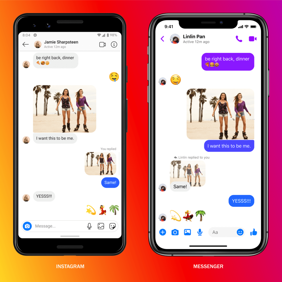 Zum Verwechseln ähnlich: Die Messenger von Facebook und Instagram nach dem anstehenden Update. (Bild: Instagram)