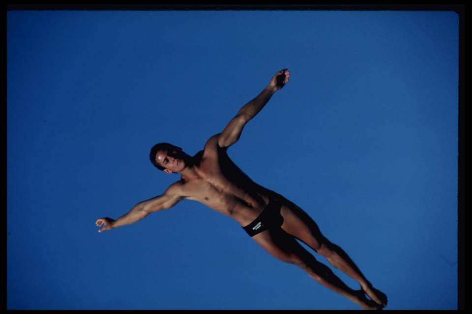 <p>Diver Greg Louganis hit his head on the springboard during the 1988 Seoul Games, giving him a serious concussion and causing him to bleed. Demanding to be stitched up so he could compete the next day, he went on to win gold. This event proved a memorable one in the years to come when Louganis came out and admitted he was HIV positive. (Getty) </p>