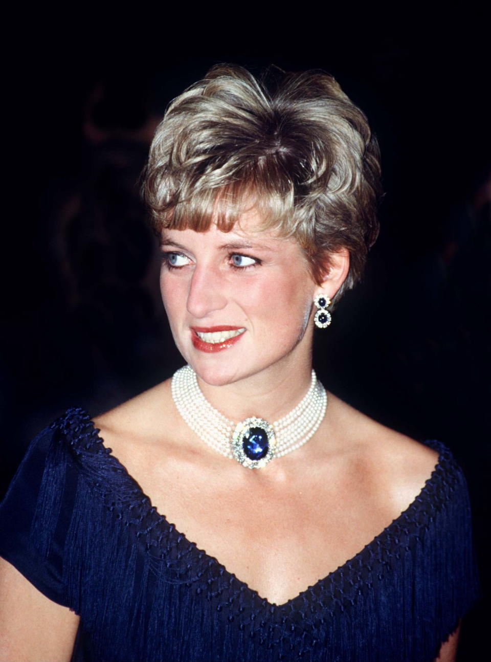 Princess Diana Wearing The Sapphire That The Q. Mother Gave To Her As A Wedding Present.  (Photo by Tim Graham Photo Library via Getty Images)