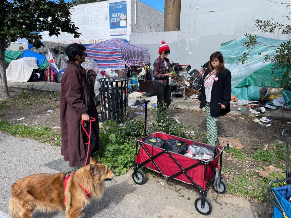 The informal team of unhoused organised often goes out providing supplies bought with their own money to those in need (Mike Bedigan/ The Independent)