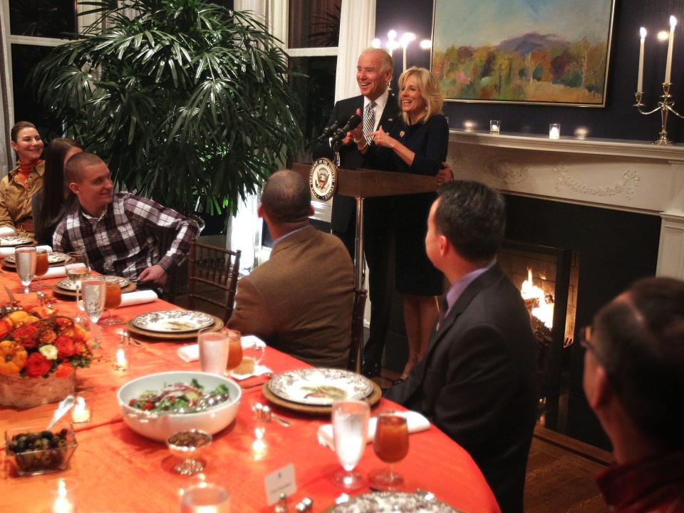 Joe and Jill Biden at the vice president's residence at the Naval Observatory in Washington, DC, in 2012.