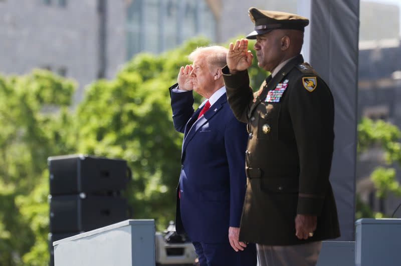 U.S. President Donald Trump delivers commencement address at the 2020 United States Military Academy Graduation Ceremony at West Point, New York