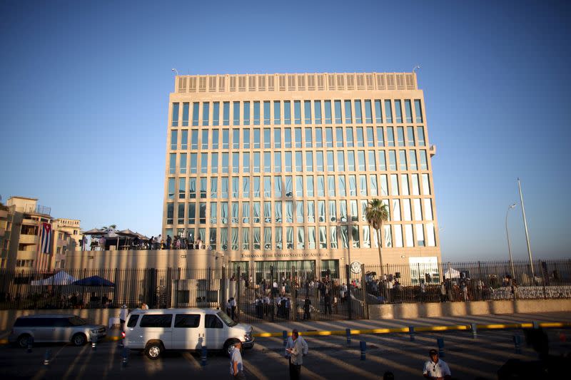 The U.S. embassy is seen in Havana
