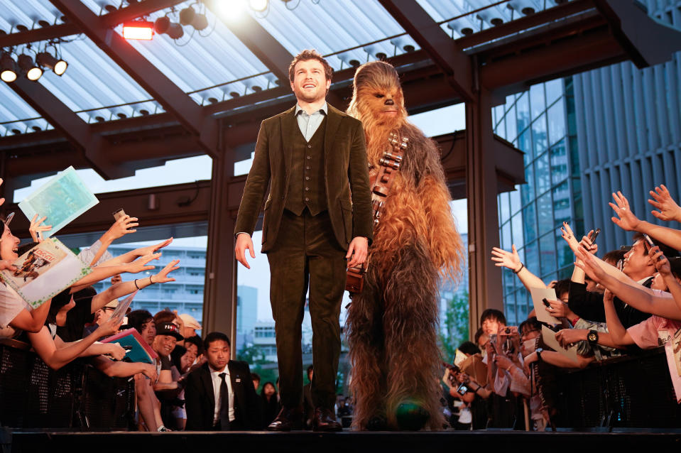 TOKYO, JAPAN - JUNE 12: Alden Ehrenreich attends the premiere for 'Solo: A Star Wars Story' at Roppongi Hills on June 12, 2018 in Tokyo, Japan.  (Photo by Ken Ishii/Getty Images  for Disney)