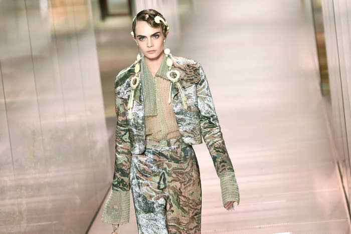 Cara Delevingne walks in a Fendi fashion show