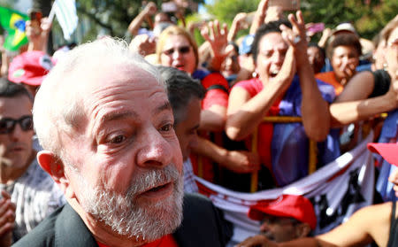 Former Brazilian President Luiz Inacio Lula da Silva attends a rally in Santana do Livramento, Rio Grande do Sul state, Brazil March 19, 2018. Picture taken March 19, 2018. REUTERS/Diego Vara