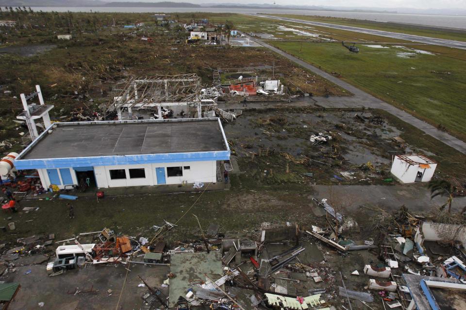 A view of the damaged city near the airport after super Typhoon Haiyan battered Tacloban city