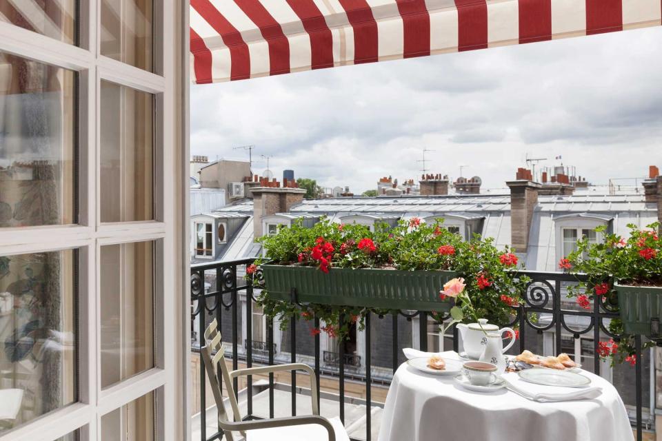 Terrace if a guest room at Le Bristol Paris hotel