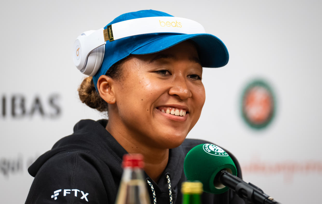 PARIS, FRANCE - MAY 20: Naomi Osaka of Japan talks to the press during Media Day on Qualifying Day 5 of Roland Garros on May 20, 2022 in Paris, France (Photo by Robert Prange/Getty Images)