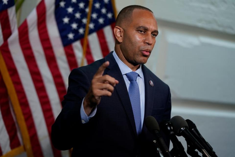 Rep. Hakeem Jeffries (D-NY) speaks to reporters at the U.S. Capitol in Washington.