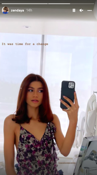 <p>Having rocked everything from bum-length braids, a block fringe and wet look waves on her latest press tour for Spider-Man: No Way Home, Zendaya has switched up her hair once again. This time the 'Euphoria' actor opted for a smooth shoulder length blowdry in a new fiery shade of scarlet red. </p><p>Zendaya revealed her new mahogany hue on Instagram stories in a classic mirror selfie accompanied by the caption: 'It was time for a change' and credited hair colourist Sarah Shears for her auburn transformation.</p>