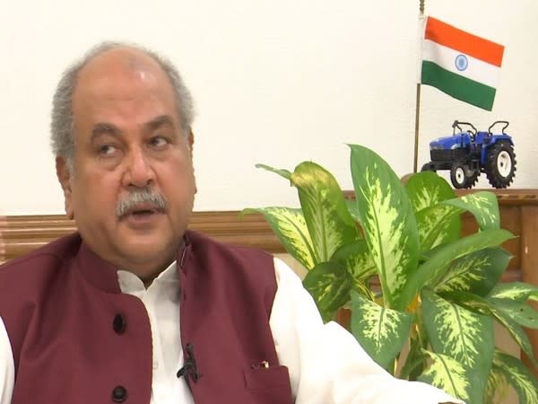 Union Agriculture Minister Narendra Singh Tomar speaking to ANI in New Delhi. Photo/ANI