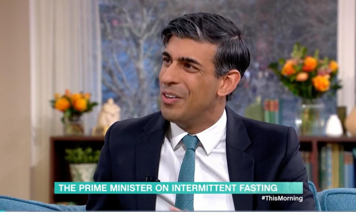 <span>Rishi Sunak told This Morning that fasting helps with his ‘balanced lifestyle’.</span><span>Photograph: ITV</span>