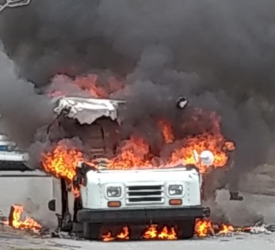 A mail truck was destroyed by a fire on Sidney Street in Milford on Thursday.