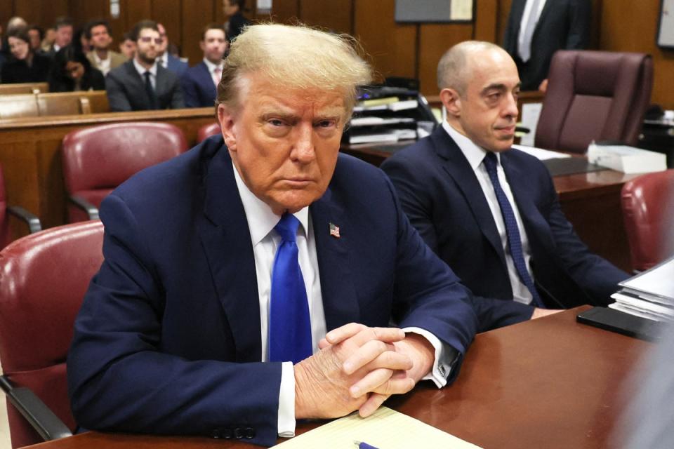 Donald Trump in court on 22 April (POOL/AFP via Getty Images)