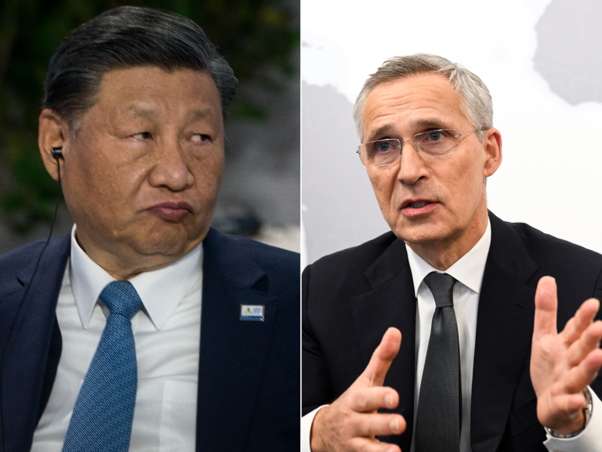 Jens Stoltenberg sagte, China beobachte genau, wie gut Putin seine Ziele in der Ukraine erreichen könne. - Copyright: Kent Nishimura/Getty Images and Federico Gambarini/picture alliance via Getty Images