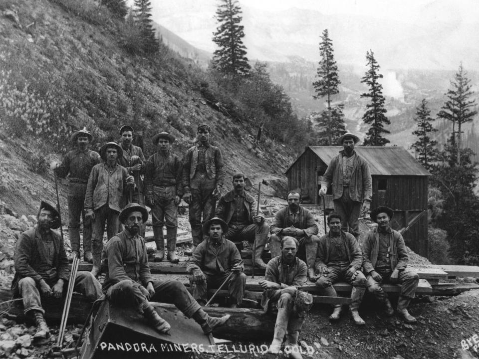 A portrait of gold miners in Telluride, Colorado, in 1880. (Boston miners not pictured.)