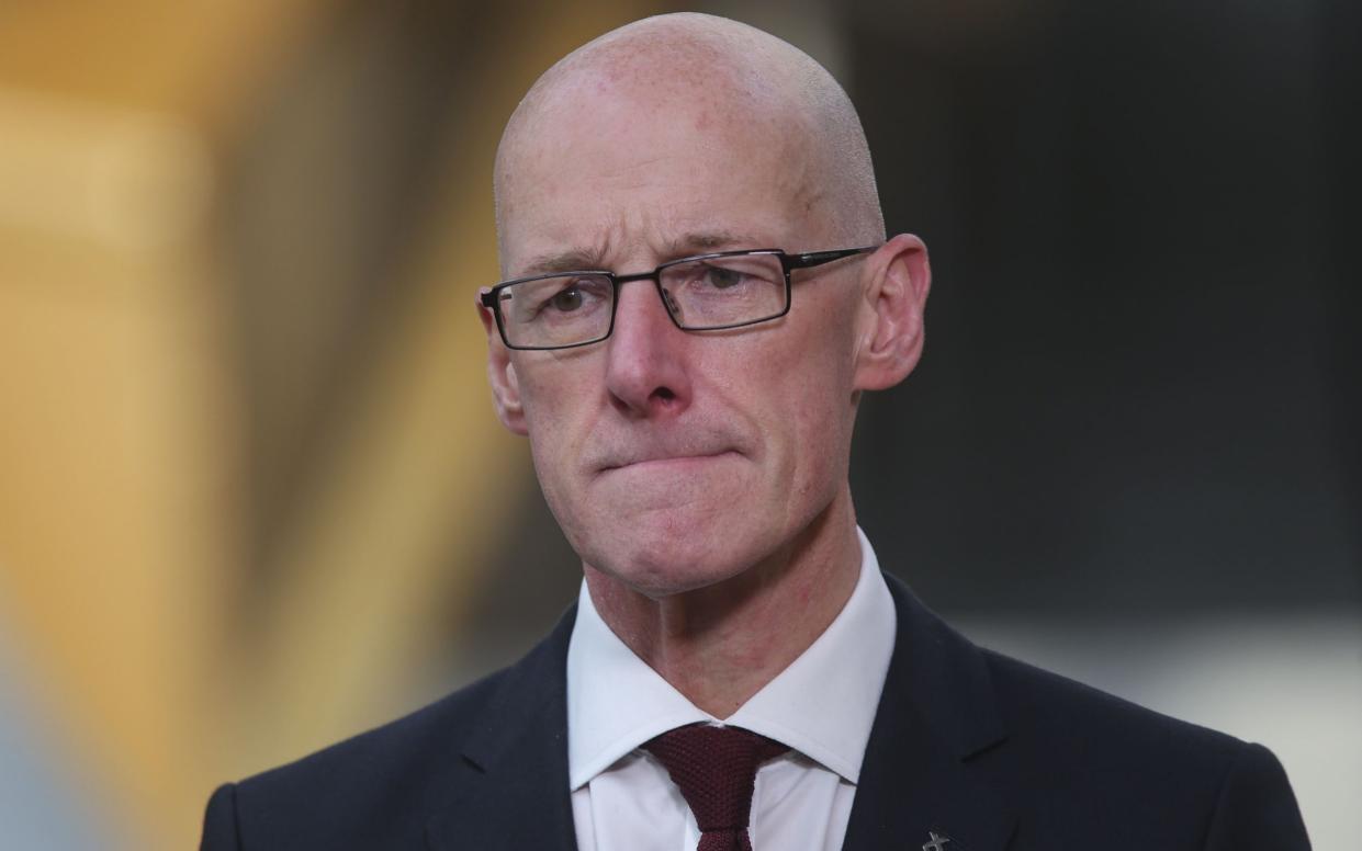 Mr Swinney, who came close to losing his job over last summer’s exams fiasco, was told his “fingerprints are all over” the mounting scandal - Getty Images Europe